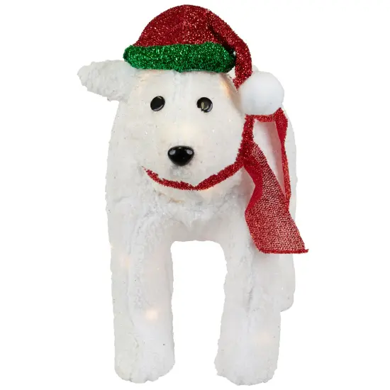 Northlight Lighted Glittered Polar Bear Outdoor Christmas Decoration - 23" - Clear Lights White {6}