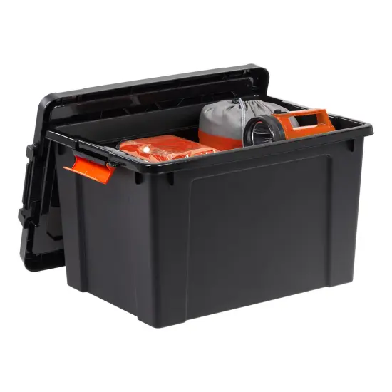 IRIS USA 19 Gal. Plastic Storage Bins with Lids, Latching Totes, Heavy Duty Containers Black {5}