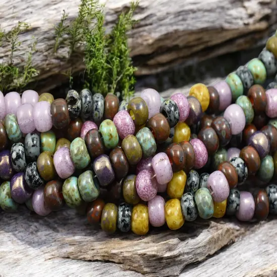 33/0 Aged Rosaline Striped Picasso Seed Bead Mix (9" Strand) {5}