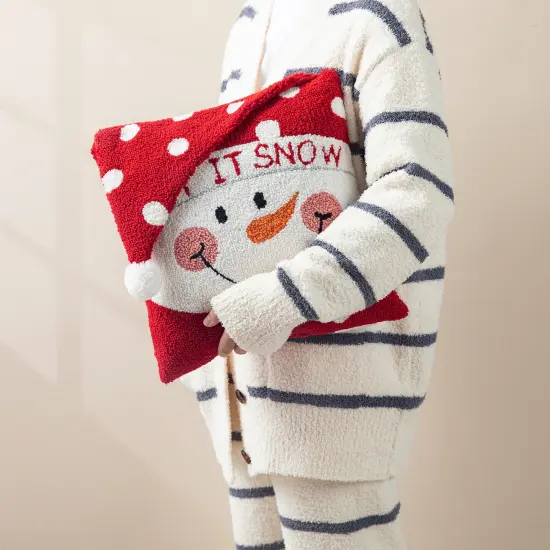 Set of 2 13.98"L Hooked 3D Snowman/Santa Pillows 2pk Snowman {2}