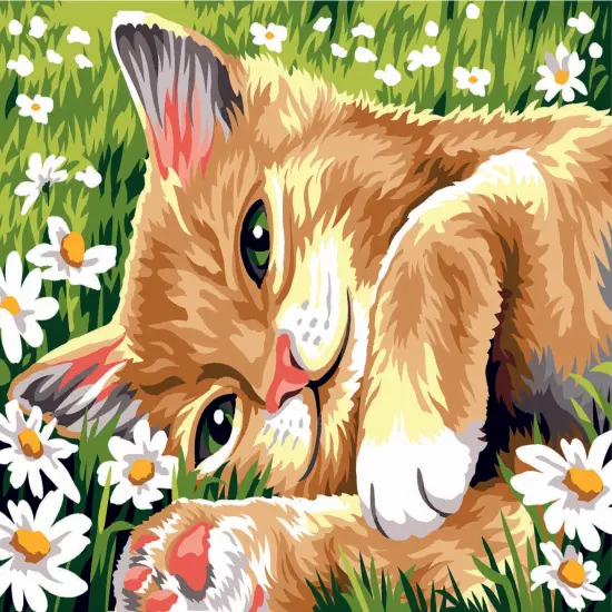 Needlepoint canvas for halfstitch without yarn Laying in the Grass SEU928.372 Seg De Paris Printed Tapestry Canvas {1}