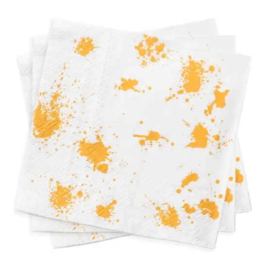 Durable White with Gold Paint Splatter Paper Beverage/Cocktail Napkins (600 Napkins) {2}