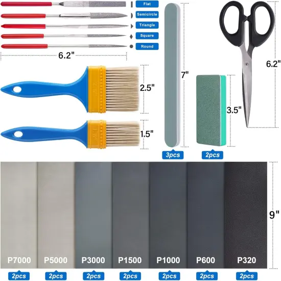 LET'S RESIN Resin Polishing Strips Kit,33Pcs Resin Supplies with Sandpaper,Resin File Kit &Blocks,Scissors,Wooden Brush,Cloth,Resin Tools for Epoxy Resin,Jewelry Making Supplies,Resin Molds {1}