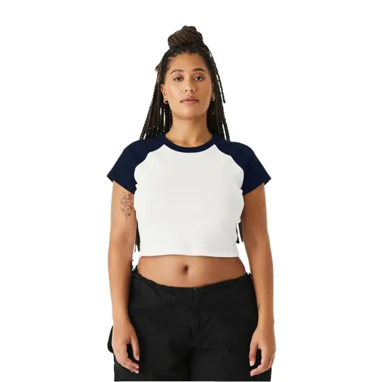 Bella + Canvas&reg; Ladies Micro Ribbed Raglan Baby T Shirt ATH HTHR/ BLACK {3}