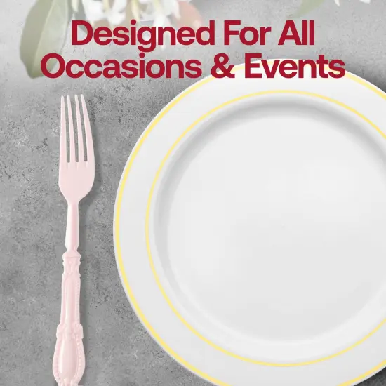 Pink Baroque Disposable Plastic Dinner Forks (480 Forks) {6}