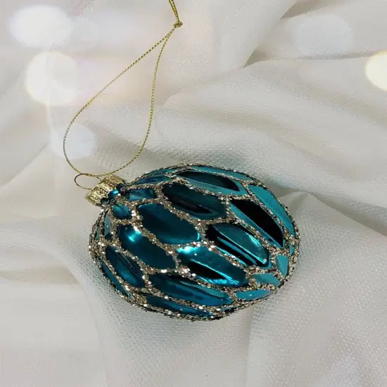 Blue Ice Glass Ball Christmas Ornament {2}