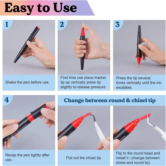 LET'S RESIN 12 Colors Acrylic Paint Markers, 3 Tips Multi-Purpose & High-Capacity Acrylic Paint Pens, Perfect Resin Supplies for Resin Crafts, Rock, Stone, Canvas, Glass, DIY Making Art Supplies {4}