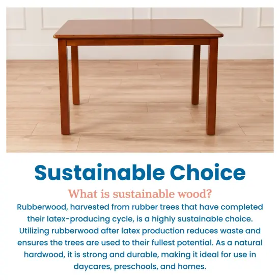 24in x 36in Rectangular Hardwood Table with 22in Legs, Kids Furniture Dark Walnut {5}