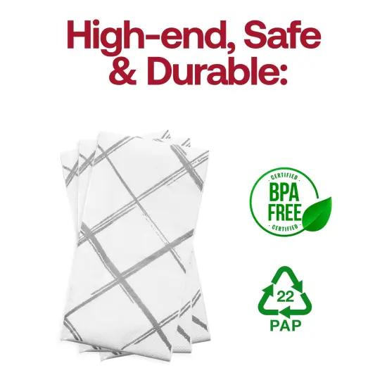 Durable White with Silver Diamond Paper Dinner Napkins (600 Napkins) {4}