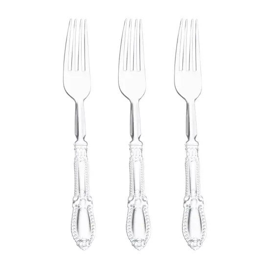 Clear Baroque Disposable Plastic Dinner Forks (480 Forks) {2}