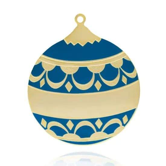 Gloria Duchin Blue Enamel Ball Gold Metal Christmas Ornament {1}