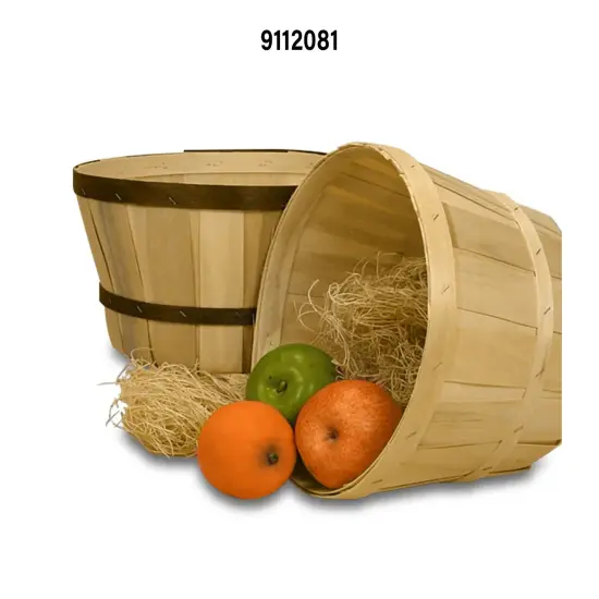 Wood Slat Peck Farm Basket 8 Quarts 10.5" Diameter {2}
