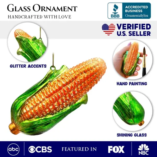 Charming Corn Glass Christmas Ornament, Farmer Style Tree Decor {3}