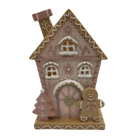 8.5" Light-Up Pastel Christmas Gingerbread House &ndash; Whimsical Holiday Decor {1}