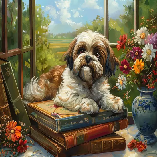 Sunsout Homework Shih Tzu 500 pc Jigsaw Puzzle 77101 {1}