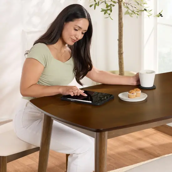 Best Choice Products 3-Piece Mid-Century Modern Upholstered Wooden Dining Set w/ 2 Bench Seats - Walnut/Cream {6}