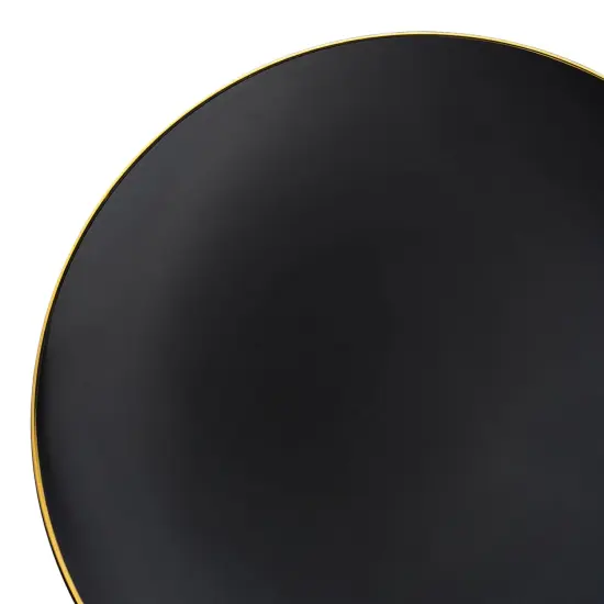 Black with Gold Rim Organic Round Disposable Plastic Dinner Plates - 10.25" (120 Plates) {1}