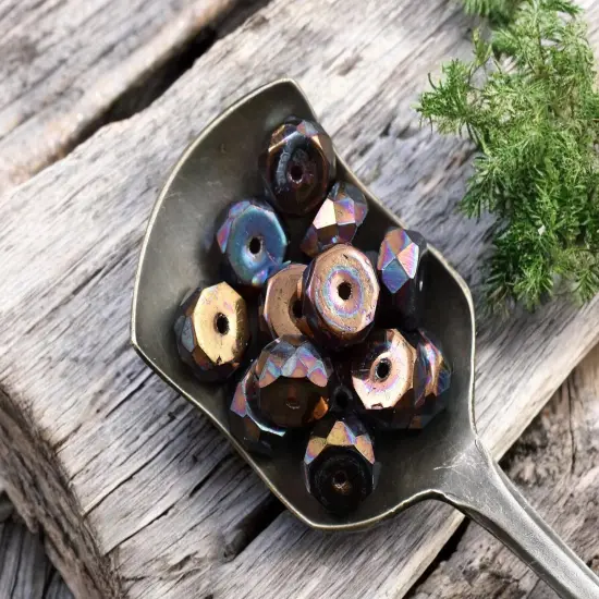 *15* 4x6mm Purple Copper Lustered Root Beer Topaz Fire Polished Rondelle Heishi Beads {3}