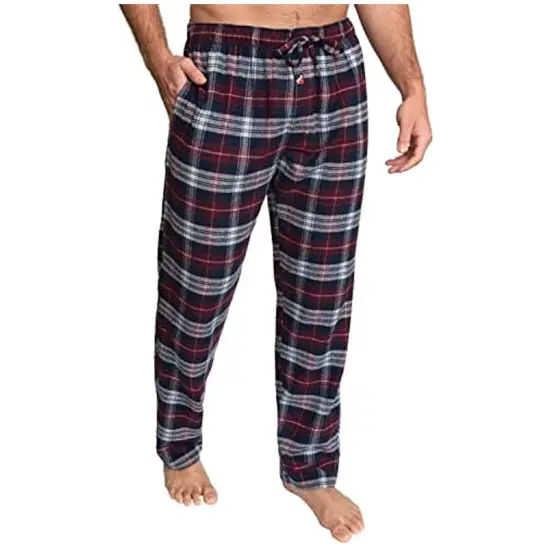 Mens Fleece Long Pants Red Grey {3}