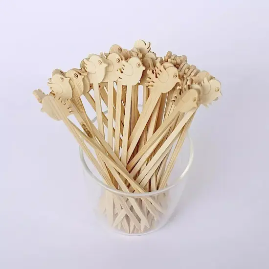 100 Natural Bamboo Skewers Bird Top Sustainable COCKTAIL PICKS Party Decorations {4}
