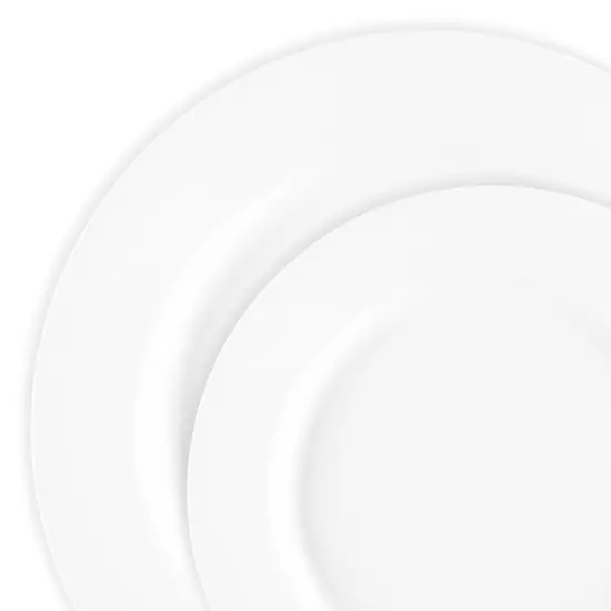 Matte Milk White Round Disposable Plastic Dinnerware Value Set (120 Guests) {1}