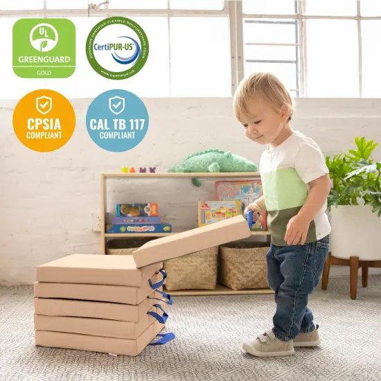 Square Floor Cushions with Handles, Classroom Flexible Seating, 6-Piece Sand {6}