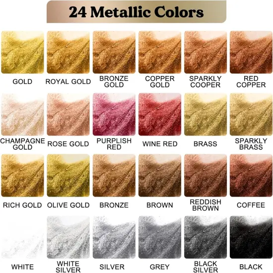 LET'S RESIN Metallic Alcohol Ink Set-24 Colors Metal Color Alcohol Based Resin Ink, High Concentrated & Shimmer Mixatives, Alcohol Paint for Epoxy Resin, Resin Petri, Tumblers, Coasters(Each 0.35oz) {2}