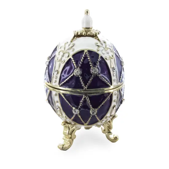 Trellis on Purple Enamel Royal Inspired Easter Egg 2.75 Inches {1}