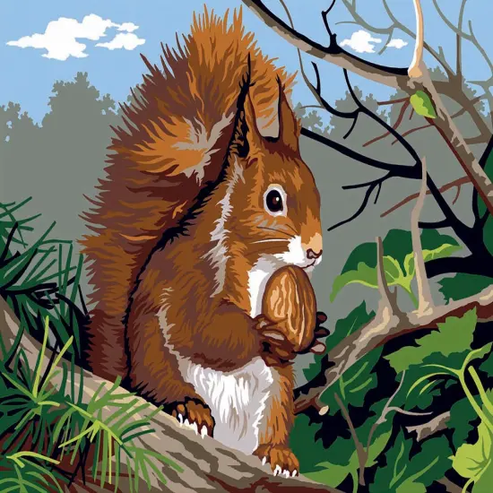 Needlepoint canvas for halfstitch without yarn The Squirrel SE926.241 Seg De Paris Printed Tapestry Canvas {1}