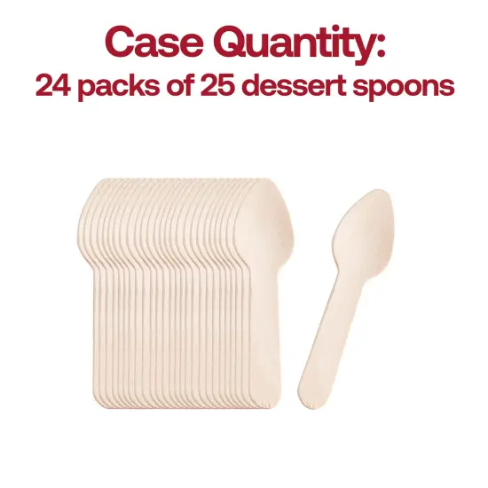 Natural Birch Eco-Friendly Disposable Mini Dessert Spoons - 3" (600 Spoons) {5}