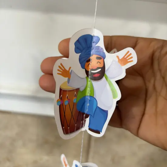 4ct Happy Lohri Hanging Decoration Strings Mini Paper Frill Wall Hanging Indian Harvest Festival Lohri Gifting Dancing Punjabi Party Celebration - Lohri Decor for Home Office {5}