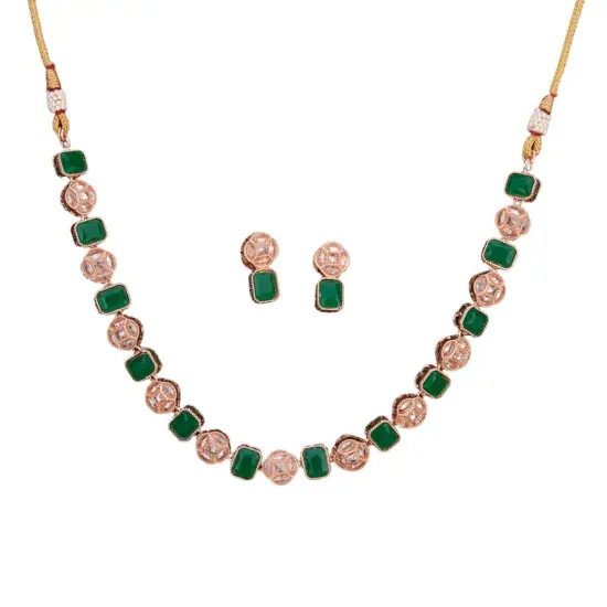 Classic Necklace with Rose Gold Plating Traditional Jewelry Matte Gold Necklace South Indian Jewelry Adjustable Slider Necklace Indian Wedding Favor Necklace for Women YELLOW {5}