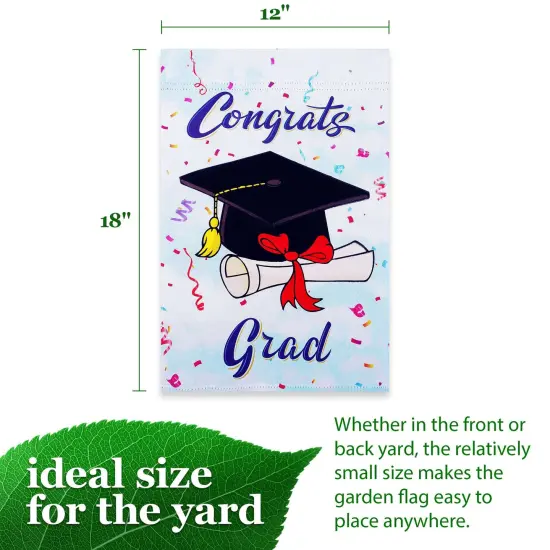 G128 Happy Graduation Congrats Cap Garden Flag 12x18 In Double Sided Graduation Yard Garden Lawn Decoration {4}