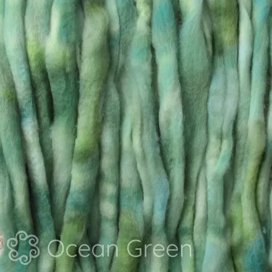 LEARN TO SPIN - Beginner's Spinning Kit with Hand Dyed BFL Roving, Drop Spindle & Printed Instructions w/ Video. Many Colors. Ocean Green {2}