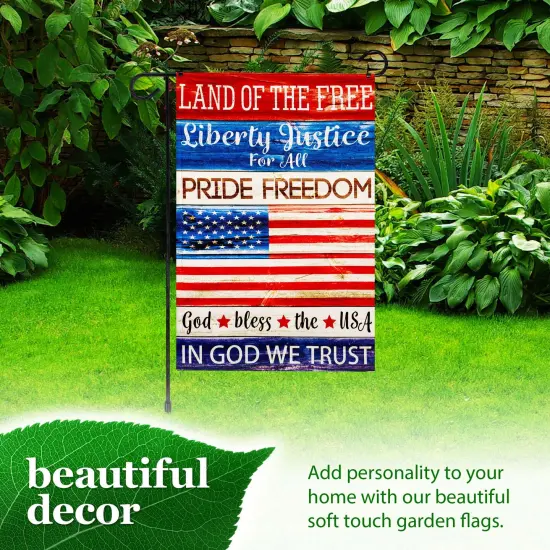 G128 Combo Pack: Garden Flag Stand 36x16IN & Garden Flag Land of the Free Liberty Printed 12x18IN Double Sided {6}