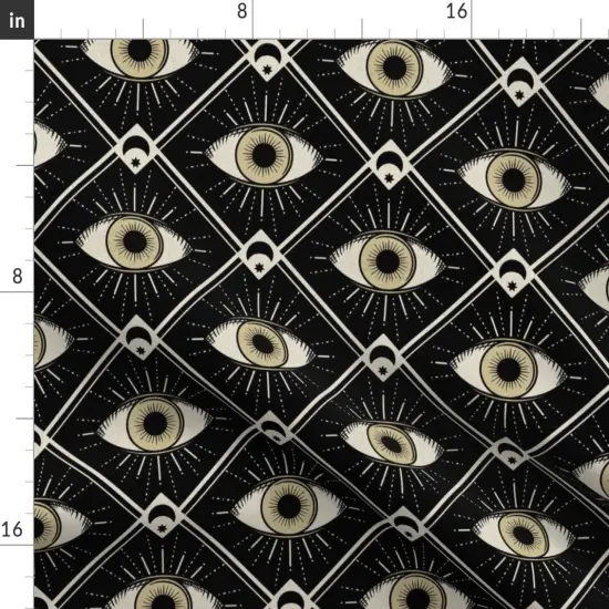 Various Fabrics by the Yard or Fat Quarter Mystic Geometric On Black Art Deco Witchy Gothic Custom Printed Fabric by Spoonflower {2}