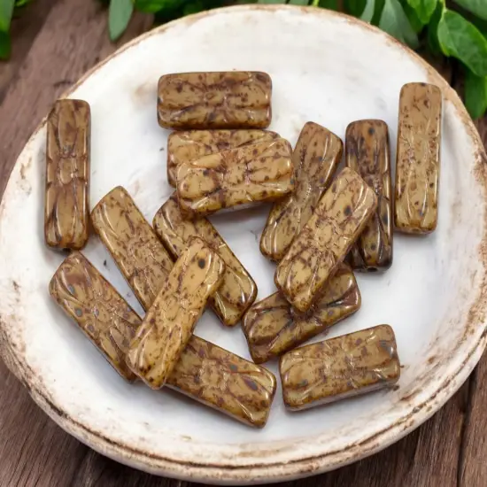 *25* 20x8mm Camel Beige Picasso Flower Rectangle Beads {5}