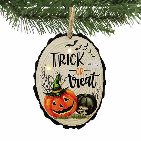 Ganz 4.5 Inch Halloween Light Up Ornament Halloween Tree Ornament , Halloween Decor Haunted Witch Bone Spider TRICK {3}