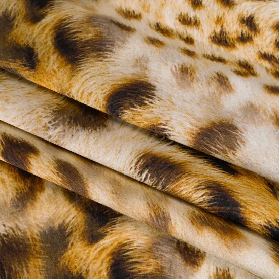 1 Yard Silk Charmeuse Print Beige & Black Leopard Fur 16MM Italian 53 Inches Wide {3}