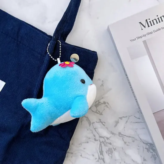 Wrapables Cute Plush Keychain Pendant Charm for Bag, (Set of 2) Whales {3}