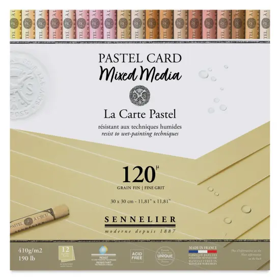 Sennelier La Carte Pastel Card Mixed Media Pad - Naples Yellow, 12" x 12", 190 lb, 12 Sheets {1}
