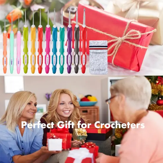 Ergonomic Crochet Hooks Set with Case, 12PCS Crochet Hooks for Arthritic Hands, Size from 0.8mm~6.0mm {2}