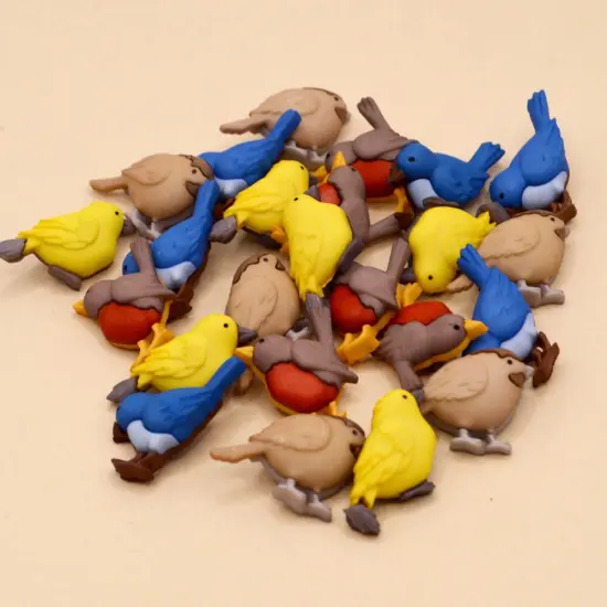 Feathered Friends Craft Embellishments bAssorted Bird Shank-Back Buttons 24pcs {1}