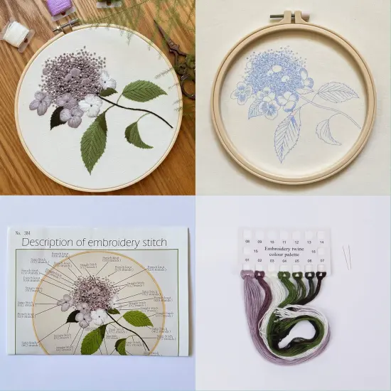 Silentsea 3 Sets of Starter Kits for Embroidery Beginners, Including 3* Embroidery Cloth with Patterns, Hoop, Needle, Manual and Other Manual DIY Tools Needed for Embroidery {4}