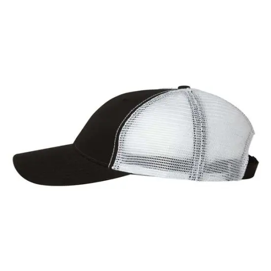 Valucap&reg; Bio Washed Trucker Cap Black/ White {5}