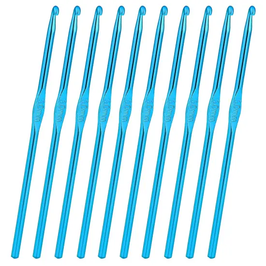 10Pcs 5mm Crochet Hook, Aluminum Knitting Needles Craft Yarn, Crochet Hook for DIY Craft, Gold Crochet Needles for Knitting Scarf(Blue) {2}