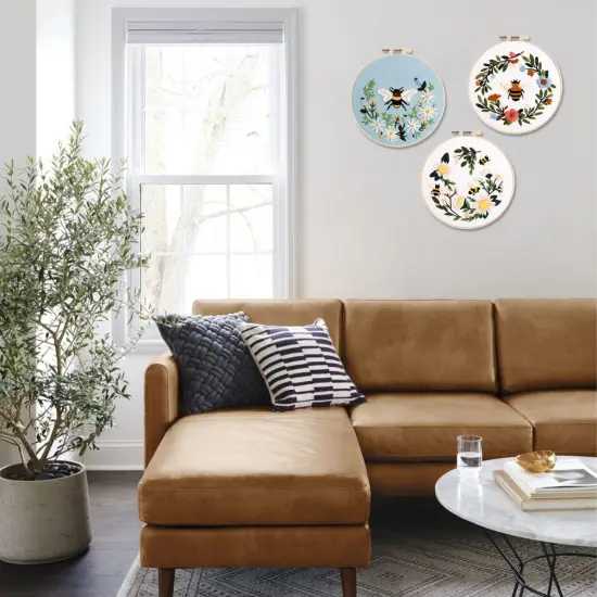 Embroidery Starter Kit for Beginners, 3 Sets Cross Stitch Kits for Adults, Include Embroidery Clothes with Cute Bees and Flowers Patterns, 1 Embroidery Hoop, Threads, Needles and Instruction {2}