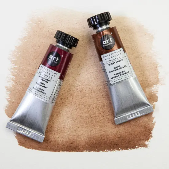 Art Philosophy&reg; Artist Grade Watercolor Tubes - Burnt Umber - 15 ml - series #1 {5}