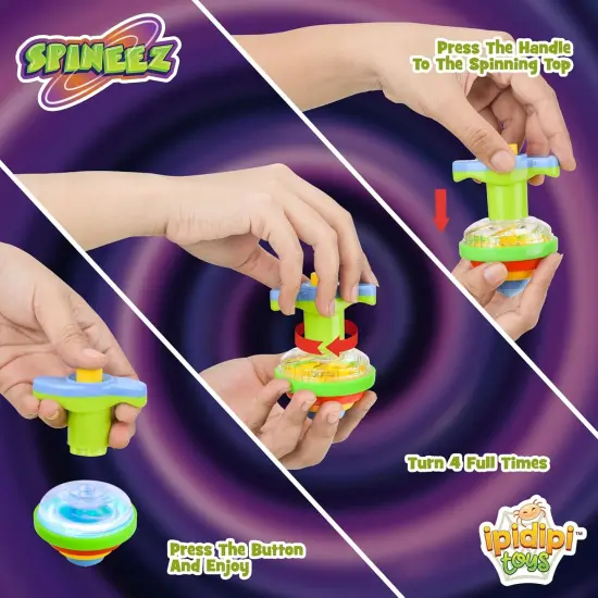 Light Up Spinning Tops &ndash; LED Spinner Toys for Kids, Party Favors, Christmas Stocking Stuffers, Classroom Prizes, Fun Gifts for Boys and Girls &ndash; Blue, Pack of 12 {3}