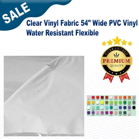 Clear Vinyl Fabric 54" Wide PVC Vinyl Water Resistant Flexible {2}